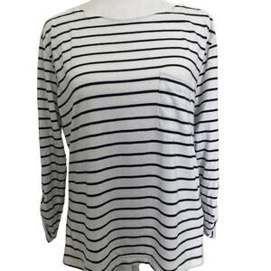 Zara Pencil Striped Tee White w/ Black Stripes size M